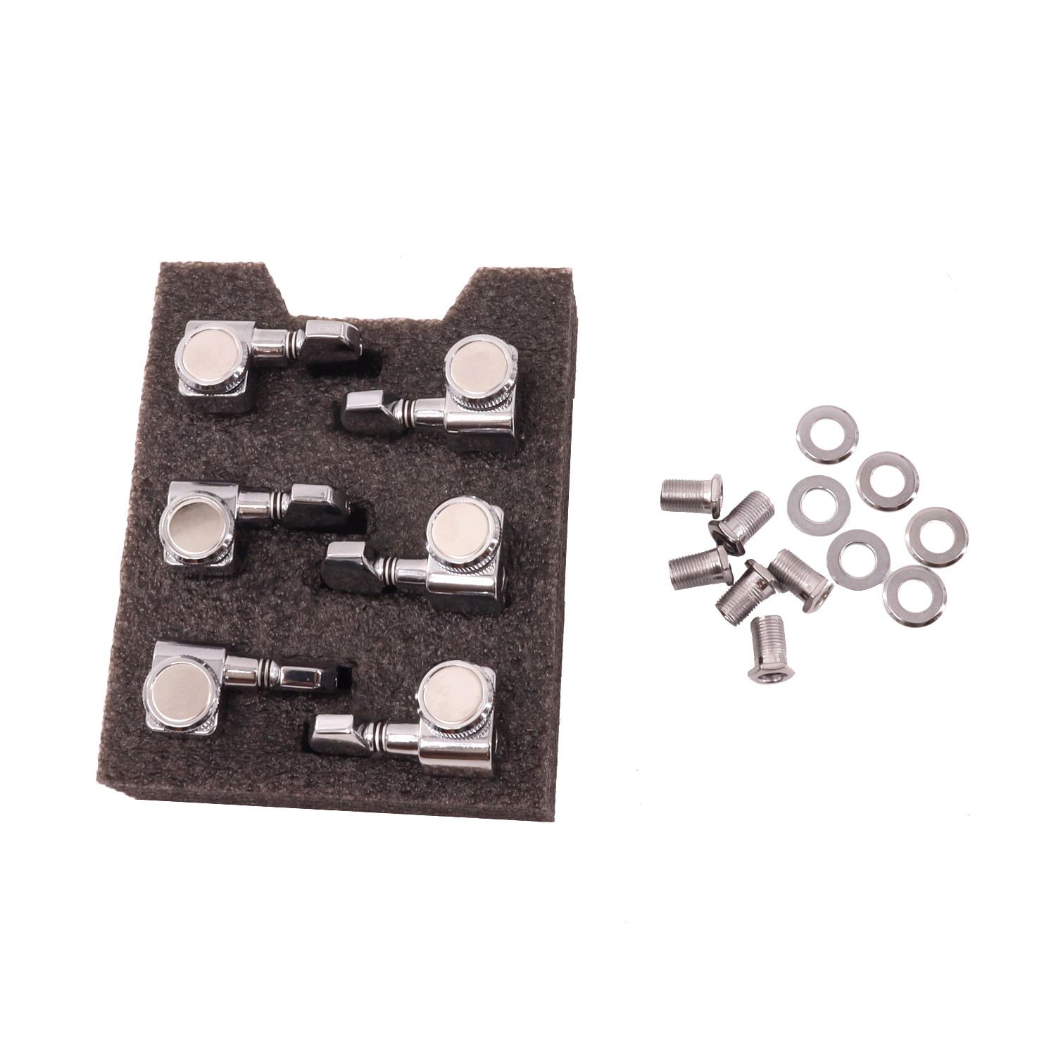 TWT GUITAR Chrome Locking Tuners 6 Right Handed 1:18 Ratio Lock String Tuning Key Pegs Machine Heads Hexagonal Knob Dual Pin No