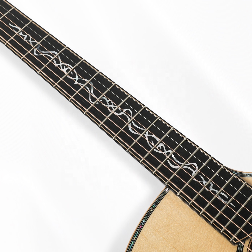 OEM D8A Sitka Spruce Solid Acoustic Guitar Handmade Inlay Pearl Ebony Fingerboard Gitara All Solid Acoustic Guitar with Bag