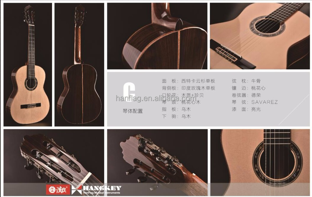 Best Quality Engelmann Spruce Wood Nylon String All Solid Classical Guitar for Concert