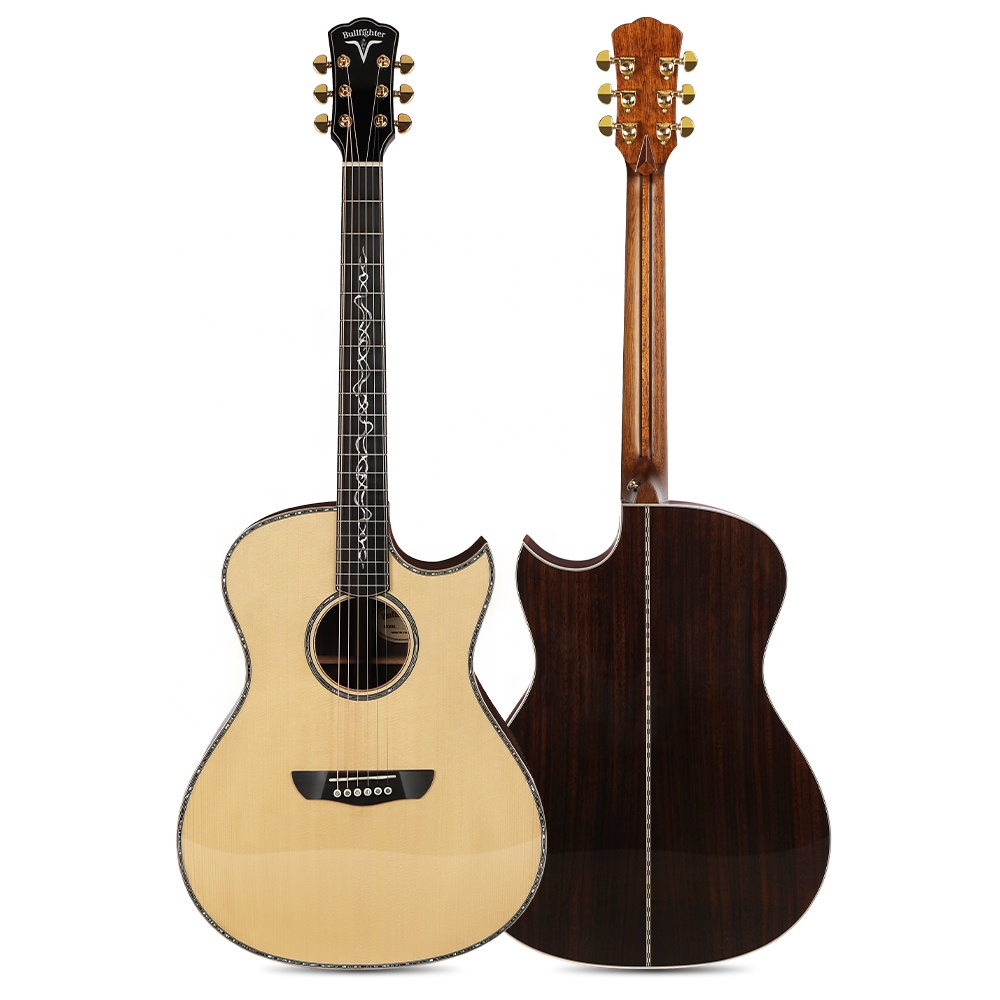 OEM D8A Sitka Spruce Solid Acoustic Guitar Handmade Inlay Pearl Ebony Fingerboard Gitara All Solid Acoustic Guitar with Bag