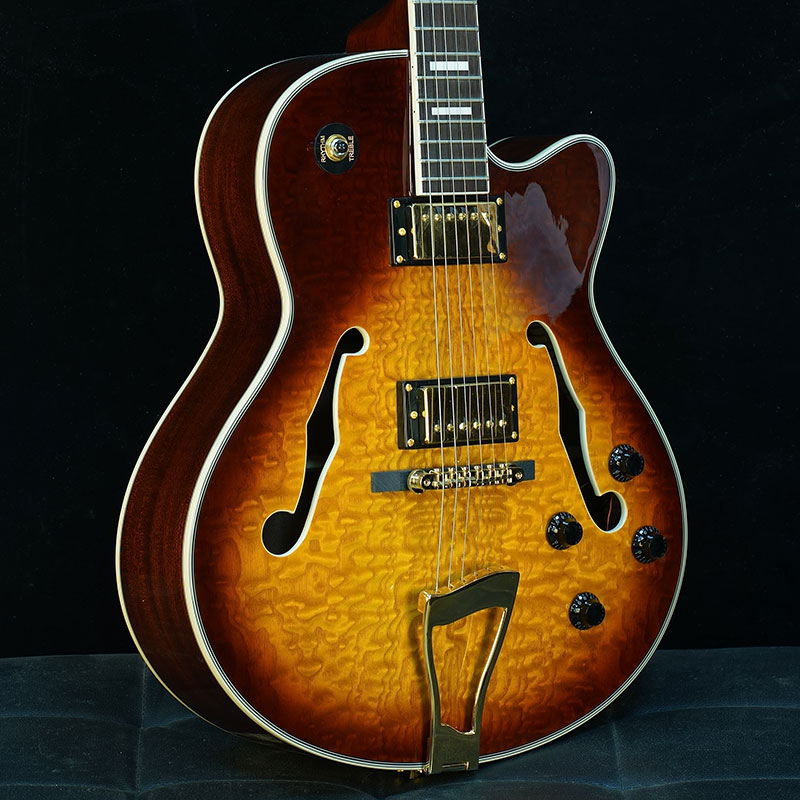 Classic F-Hole Hollow Body Electric Jazz Guitar Vintage Sunburst for Stage Show 2 Piece MOQ