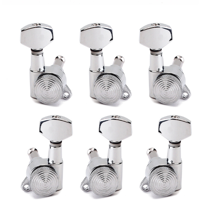 High-Quality Custom 3L+3R Silver Automatic Guitar Tuning Pegs Metal Acoustic