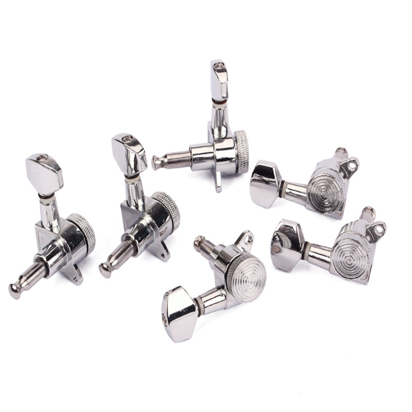 High-Quality Custom 3L+3R Silver Automatic Guitar Tuning Pegs Metal Acoustic