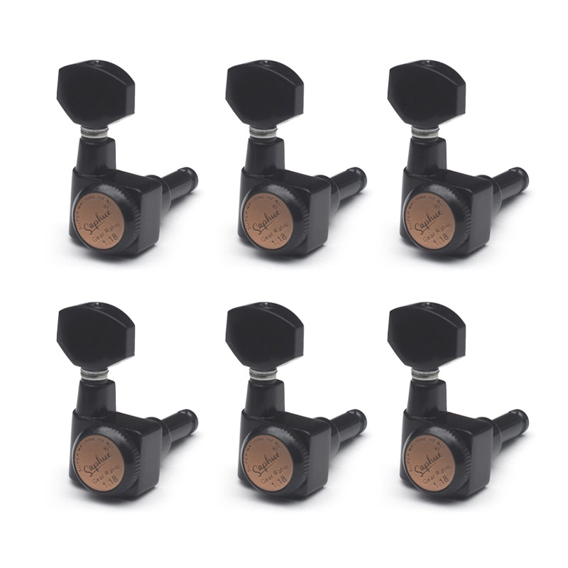 SAPHUE 6 In-line Guitar Locking Tuners Screw-Free 1:18 Locking Tuning Key Pegs Tuners Screw Less for Guitar Black/Gold/Chrome