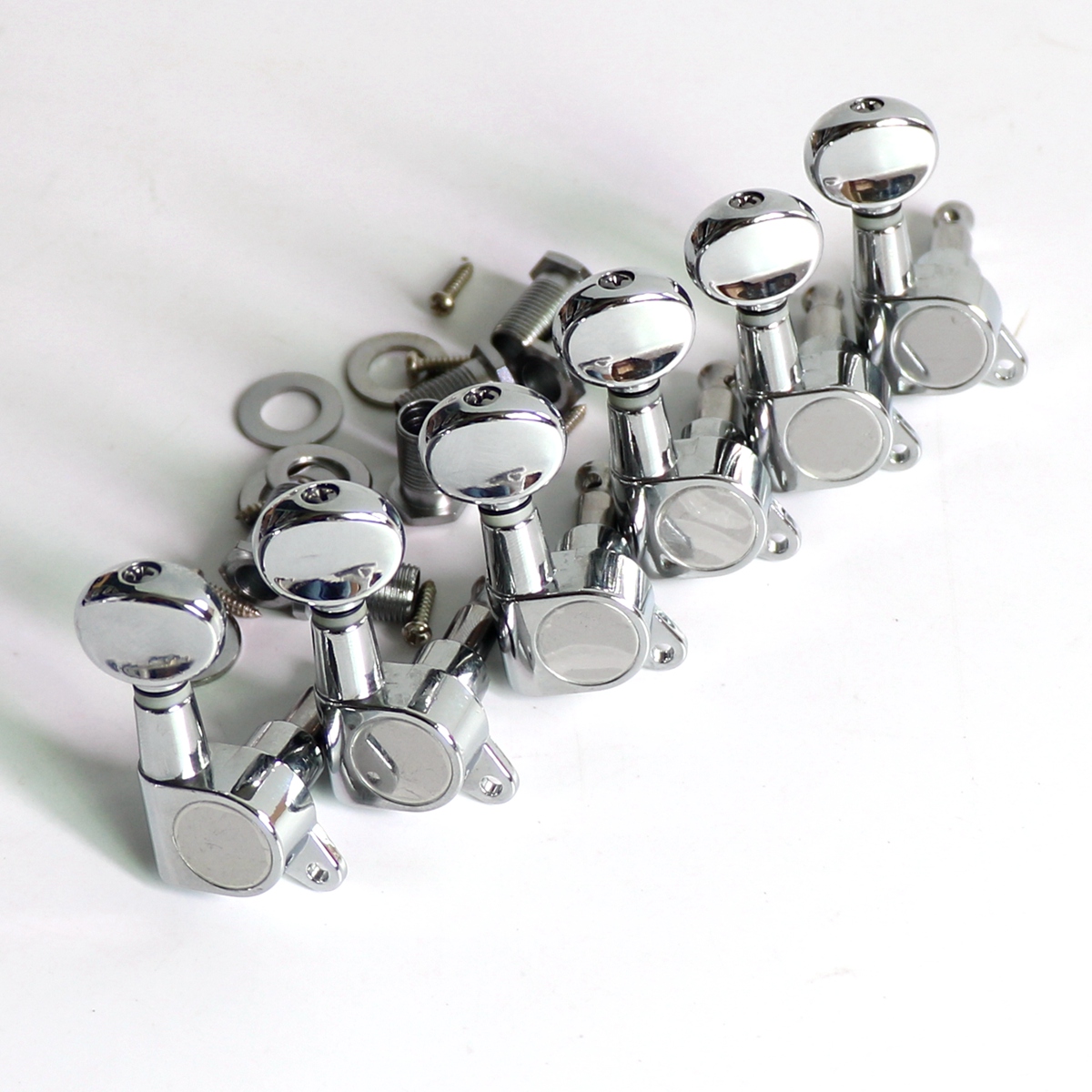 Donlis MH105 1set Chrome Oval Handle Guitar Machine Heads for 10mm Tuner Holes 6R/6L/3+3 Style Durable Wholesale Supplier