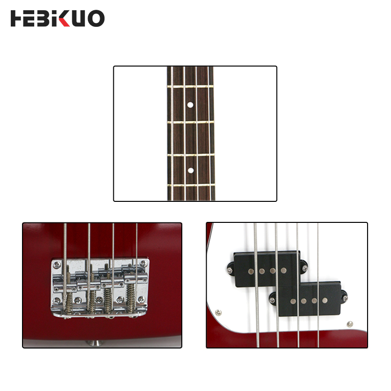 HEBIKUO OEM/ODM KB-01 Left Handed 4-String Basswood Body Maple Back/Sides Double Electric Bass Guitar Multi-Color Portable