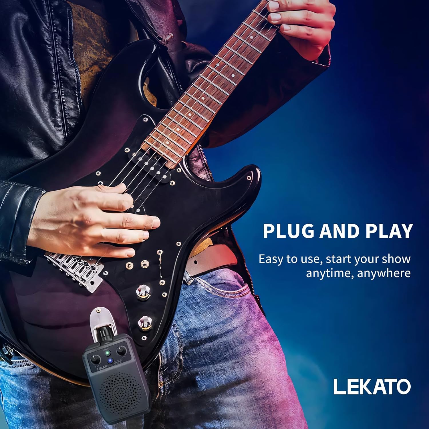 LEKATO 5W Mini Portable Electric Guitar Amp with Bluetooth Compatibility and 4 Built-In Effects