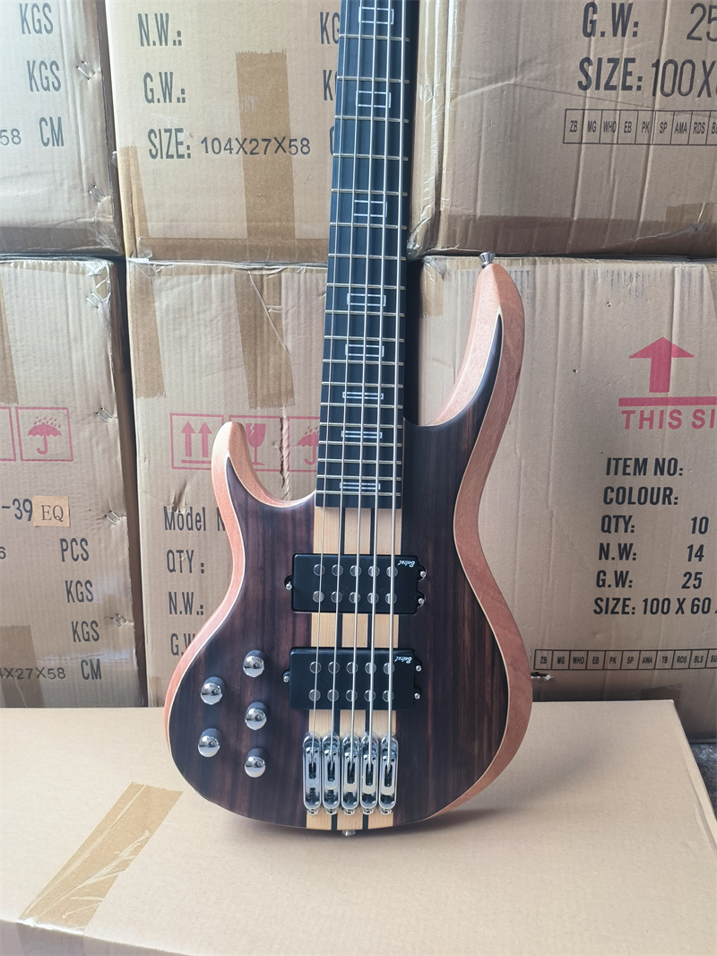 High Quality Neck Through Body Left Hand Electric Bass Guitar, Active Pickup