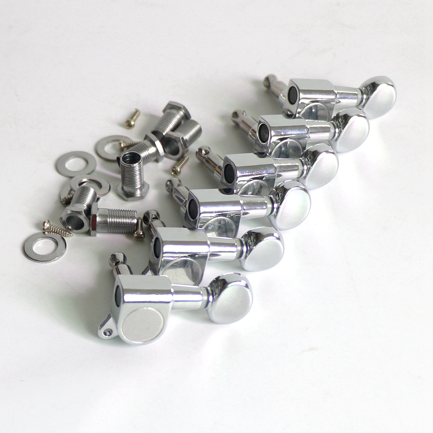 Donlis MH105 1set Chrome Oval Handle Guitar Machine Heads for 10mm Tuner Holes 6R/6L/3+3 Style Durable Wholesale Supplier