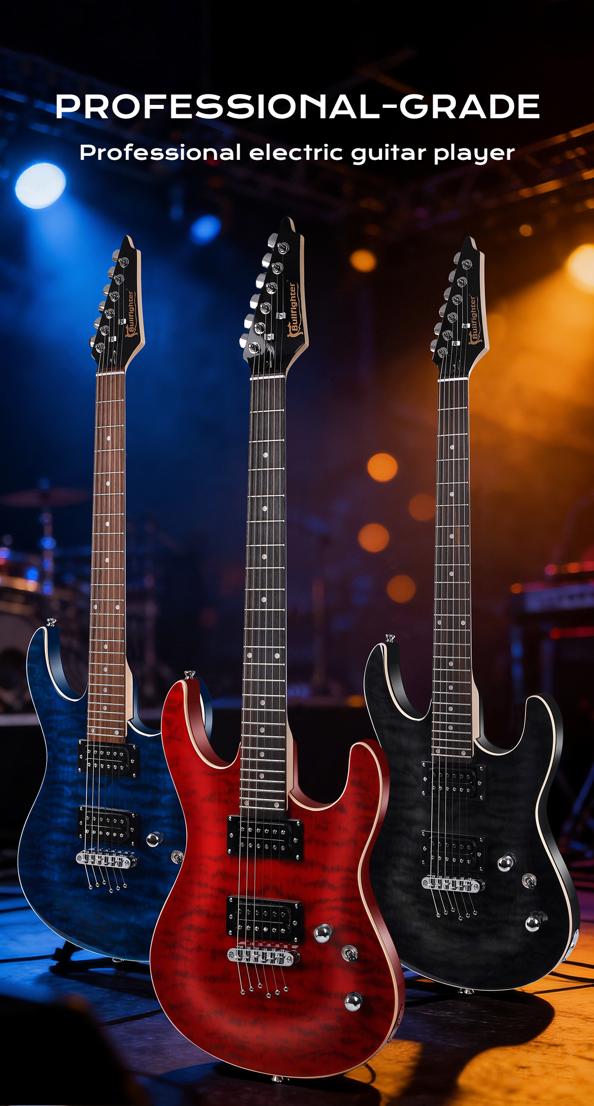 Bullfighter Factory Customized High Quality Low Price Cheap Electric Guitar 6 Strings 24 Fret Okoume Vintage