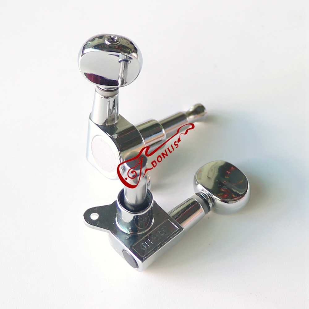 Donlis MH105 1set Chrome Oval Handle Guitar Machine Heads for 10mm Tuner Holes 6R/6L/3+3 Style Durable Wholesale Supplier