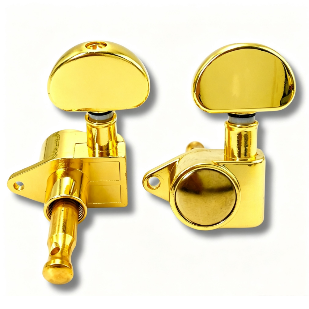 Guyker Guitar Machine Heads (3L+3R Handed) 1:21 Sealed Tuners Tuning Key Pegs Big Handle Metal Polished Finish Replacement