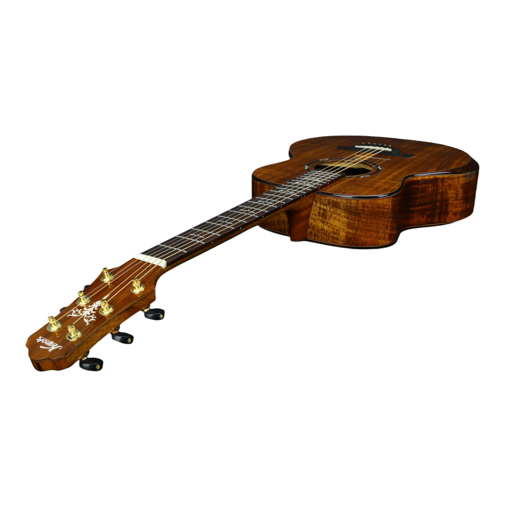 KAPOK G8B/G83B Solid Acacia Body Acoustic Guitar Folk Music Handcrafted Gloss Finish 6 D'Addario Steel Strings Mahogany Binding