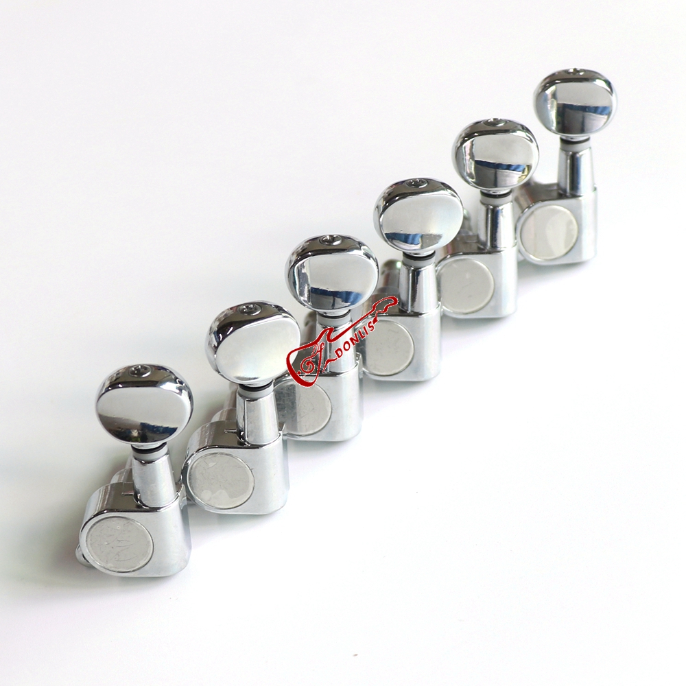 Donlis MH105 1set Chrome Oval Handle Guitar Machine Heads for 10mm Tuner Holes 6R/6L/3+3 Style Durable Wholesale Supplier