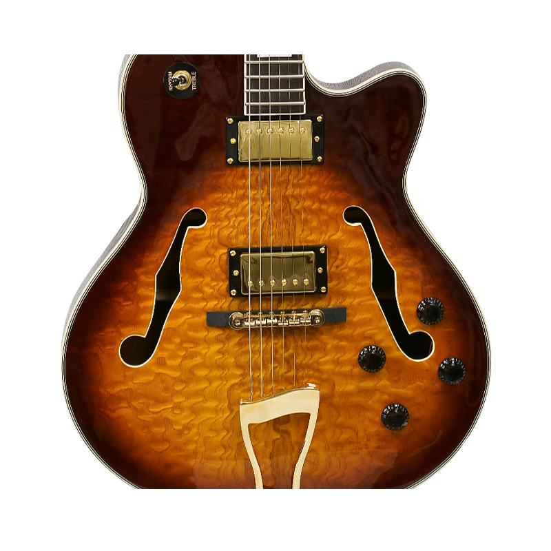 Classic F-Hole Hollow Body Electric Jazz Guitar Vintage Sunburst for Stage Show 2 Piece MOQ