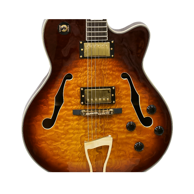 Classic F-Hole Hollow Body Electric Jazz Guitar Vintage Sunburst for Stage Show 2 Piece MOQ
