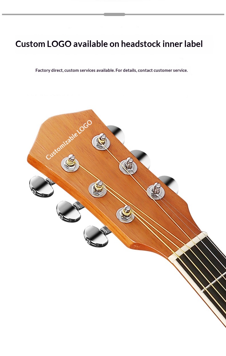 41-inch Folk Acoustic Guitar Solid Rosewood Fretboard Matte Finish Cutaway Closed Knob Tuning Pegs Bundle Direct Manufacturer