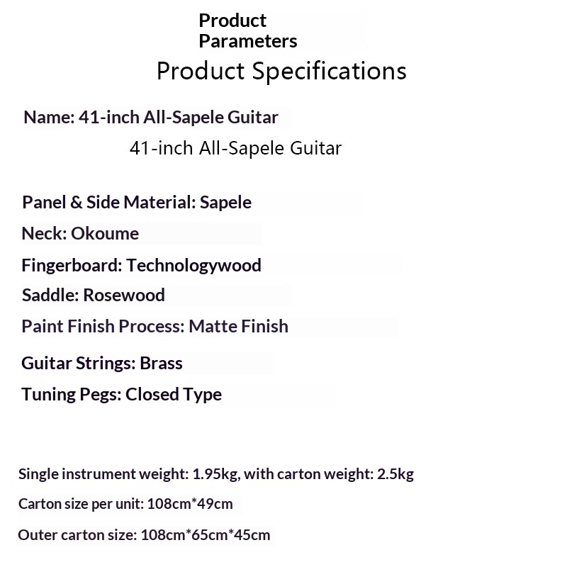 41-inch Folk Acoustic Guitar Solid Rosewood Fretboard Matte Finish Cutaway Closed Knob Tuning Pegs Bundle Direct Manufacturer