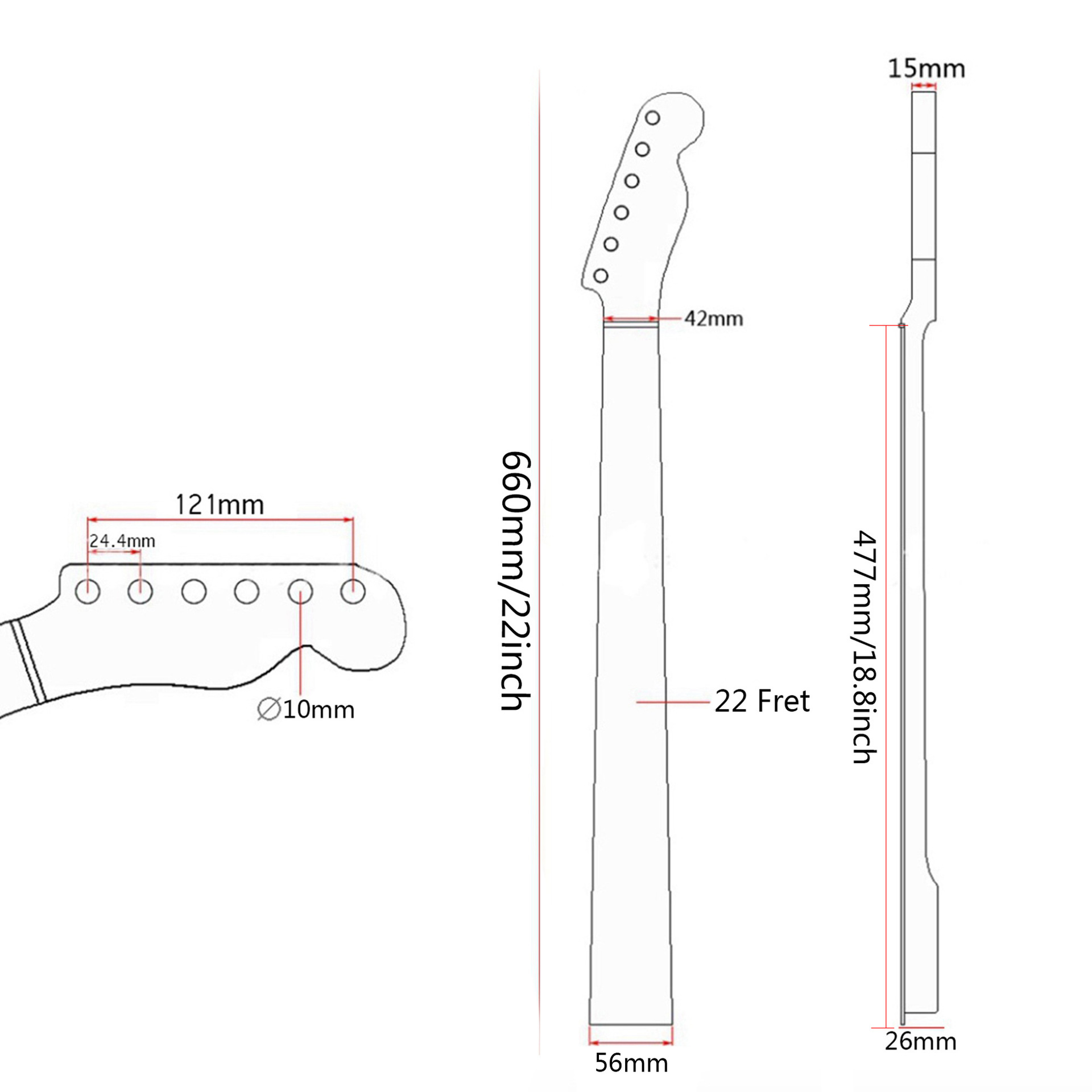 Wholesale Direct Sales Electric Guitar Neck 22 Fret Maple Accessories for TL Guitar Production