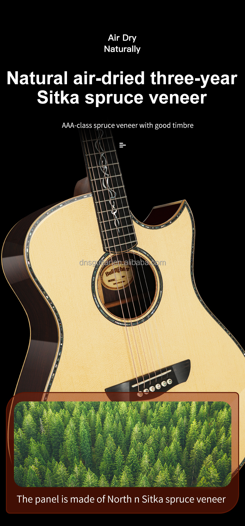 D8A Guitar headstock craftsmanship
