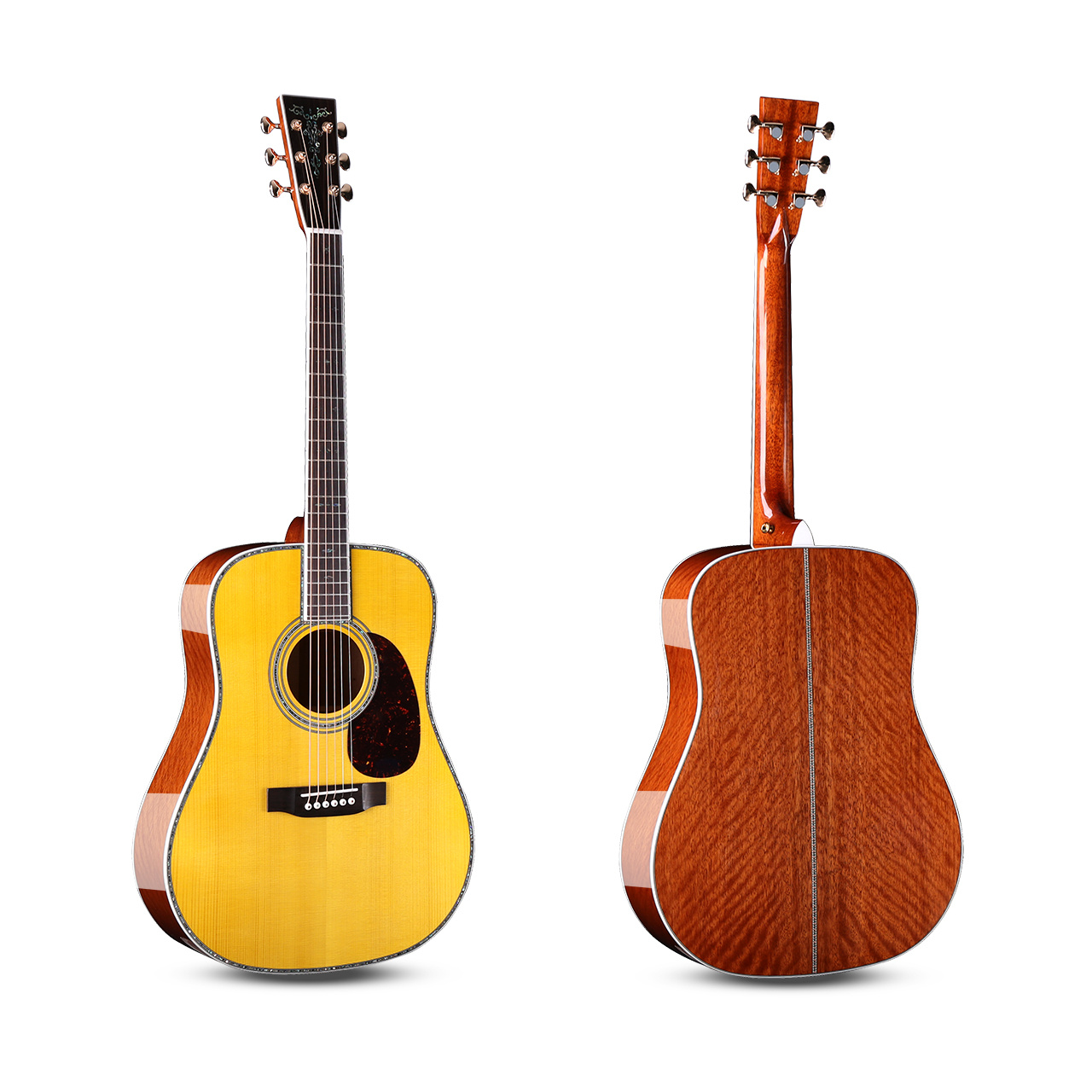 D45/D100 All Solid Acoustic Guitar Vintage Spruce Rosewood Shell Inlay Professional Performance Polished Finish Can Add Pickup