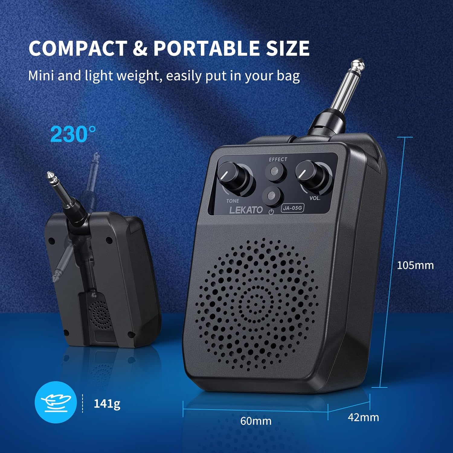 LEKATO 5W Mini Portable Electric Guitar Amp with Bluetooth Compatibility and 4 Built-In Effects