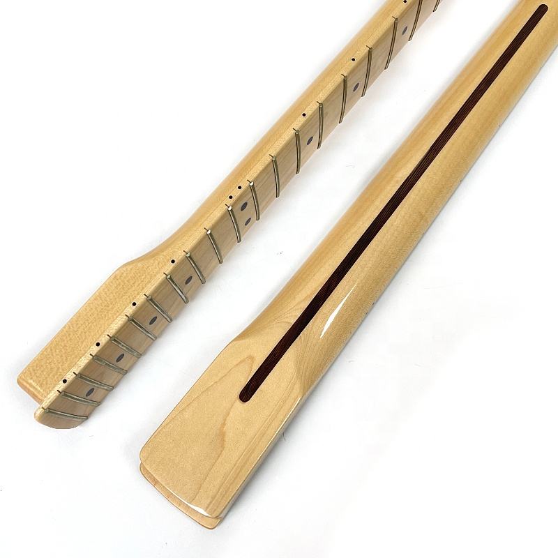 Wholesale Electric Guitar Neck 22 Frets Natrure Glossy Canadian Maple ST Guitar Neck with Large Headstock for DIY Guitars Kits