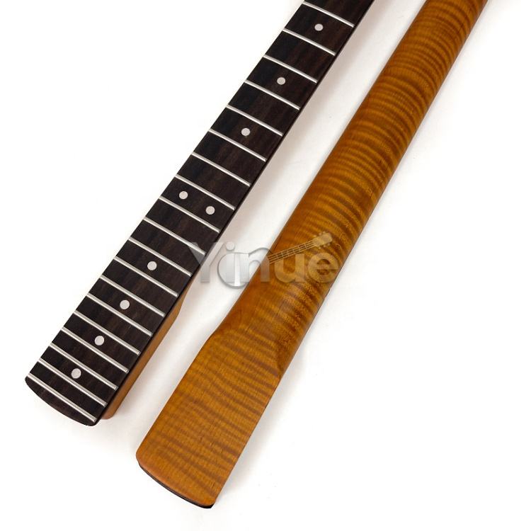 Drop Shipping 22 Frets Roasted Tiger Flame Maple ST Electric Guitar Neck with Rosewood Fretboard