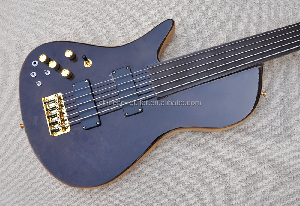 Flyoung Left Handed Electric Bass Guitar 5 Strings Electric Bass Guitar Neck Through Body Bass with Fretless