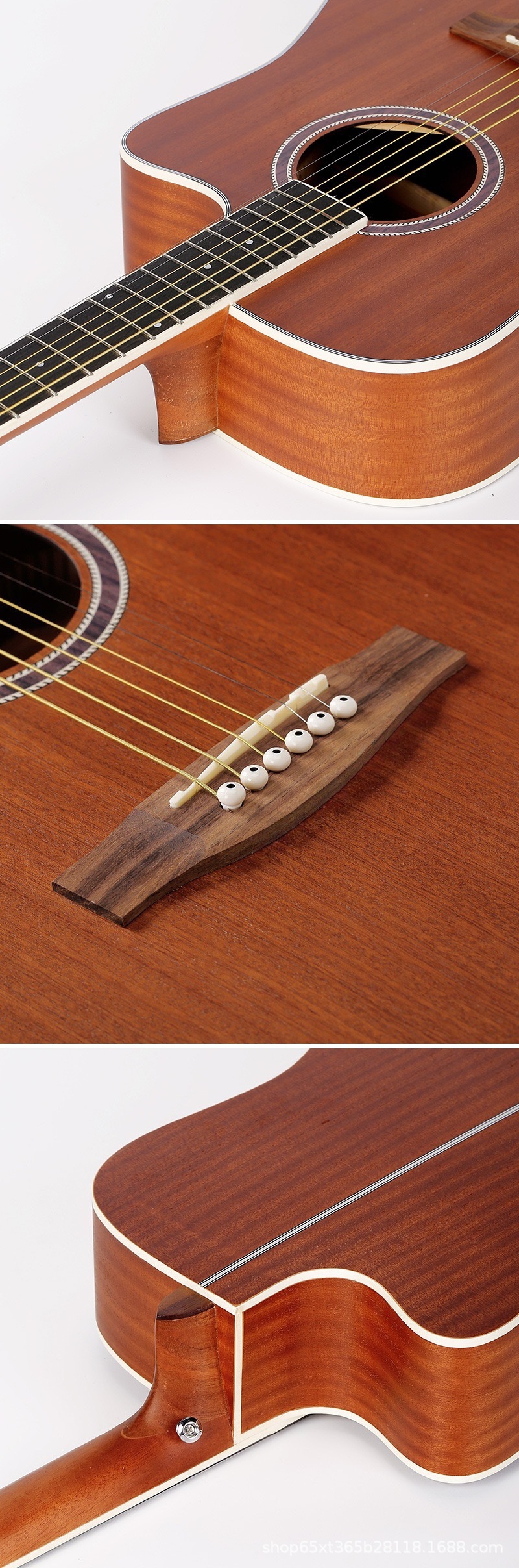 41-inch Folk Acoustic Guitar Solid Rosewood Fretboard Matte Finish Cutaway Closed Knob Tuning Pegs Bundle Direct Manufacturer