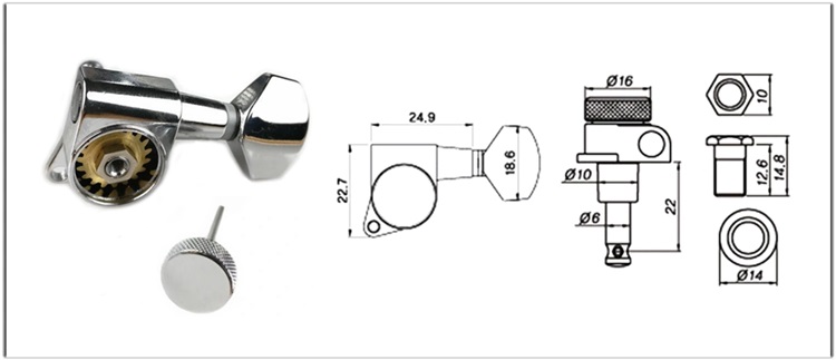 Donlis MH131 Chrome Locking Tuner Structure