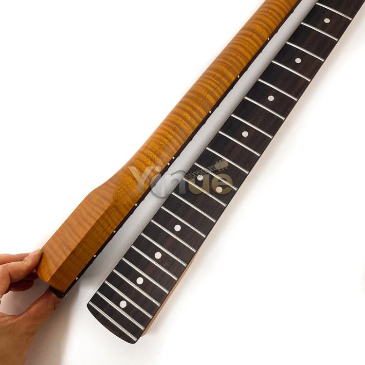 Drop Shipping 22 Frets Roasted Tiger Flame Maple ST Electric Guitar Neck with Rosewood Fretboard